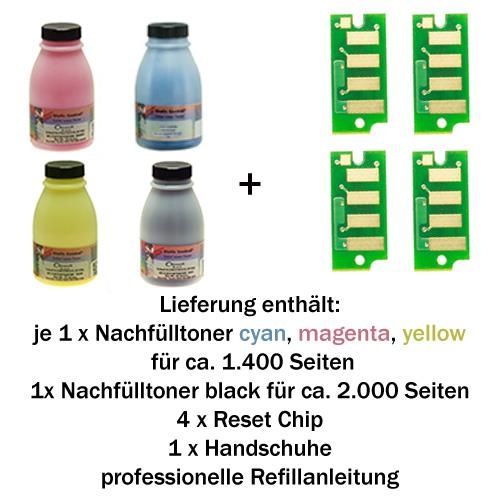 Nachfülltoner Refill Set für Epson C1700, C1750, CX17 B/C/M/Y