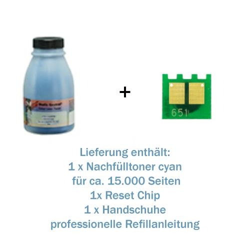 Nachfülltoner Refill Set für HP® Color LaserJet® M651 cyan