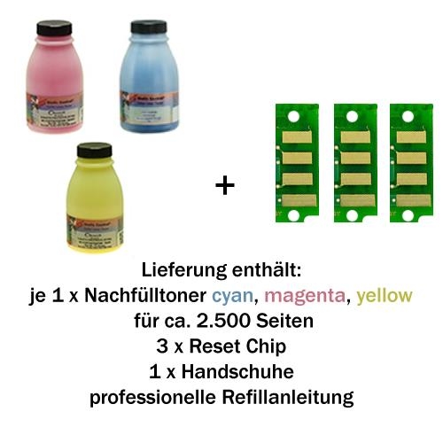 Refill-Set für OKI C110 / C130 / MC 160 C/M/Y