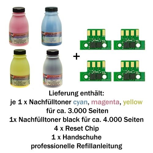 Refill-Set für Lexmark CS310 / CS410 / CS510 B,C,M,Y